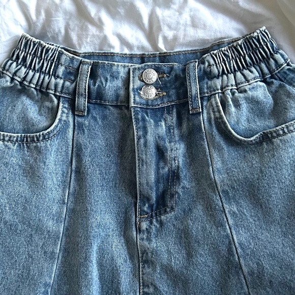 SHEIN Jean Skirt XS Size 2 Denim Flare Elastic Waist Retro 90s - Picture 4 of 5